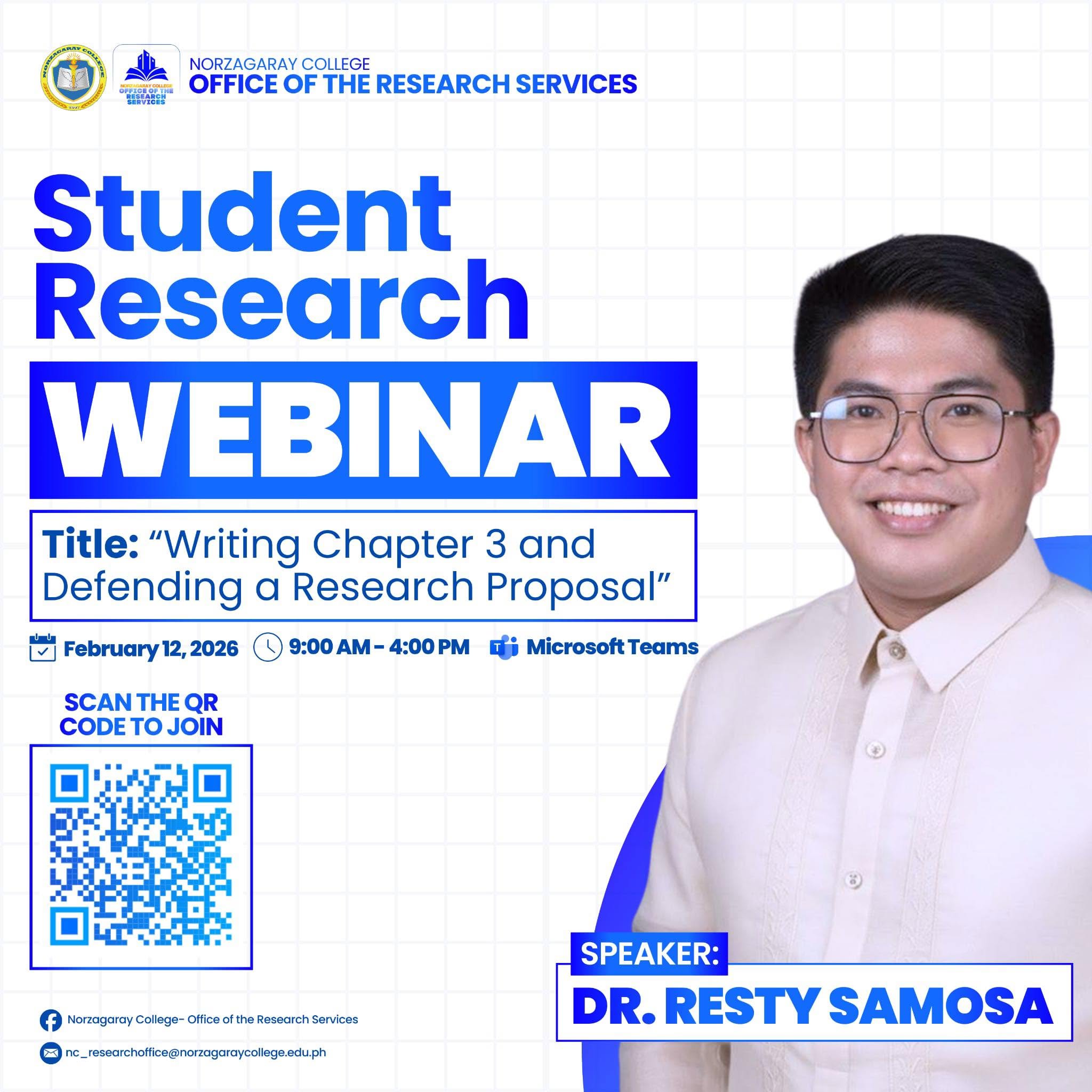 Student Research Webinar on Writing Chapter 3 and Defending a Research Proposal