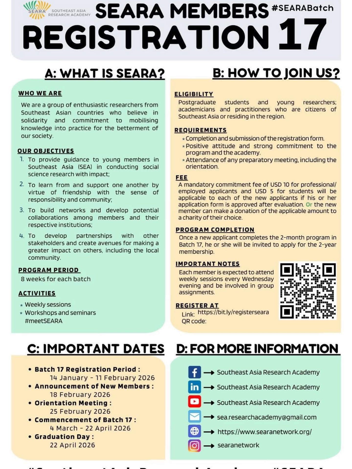 SEARA Batch 17 Registration Open!