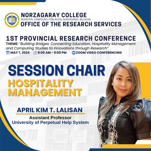 1st Provincial Research Conference – Session Chair for Hospitality Management