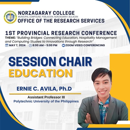 1st Provincial Research Conference – Session Chair for Education