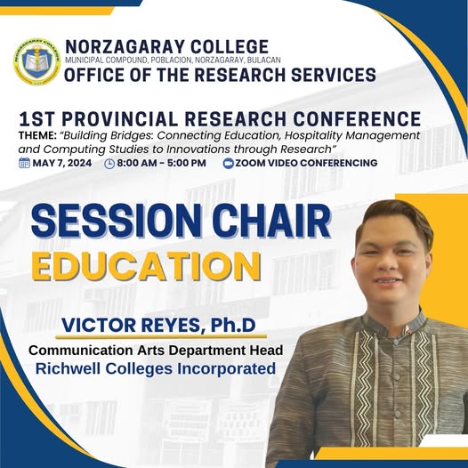 1st Provincial Research Conference – Session Chair for Education