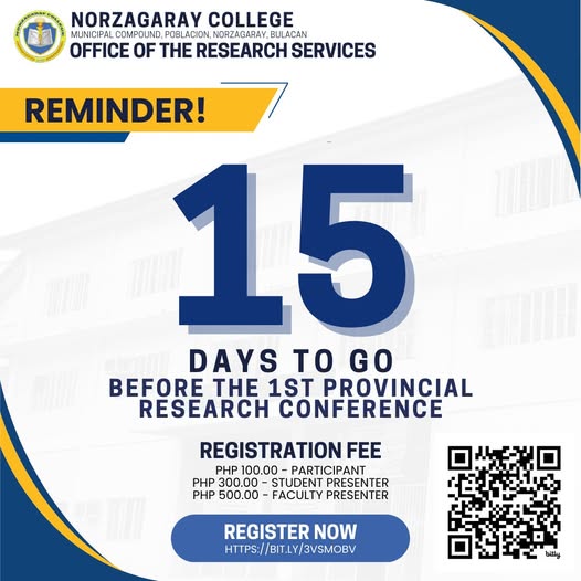 15 Days to Go – 1st Provincial Research Conference