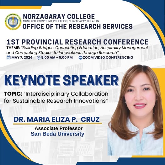 1st Provincial Research Conference – Keynote Speaker Dr. Maria Eliza P. Cruz