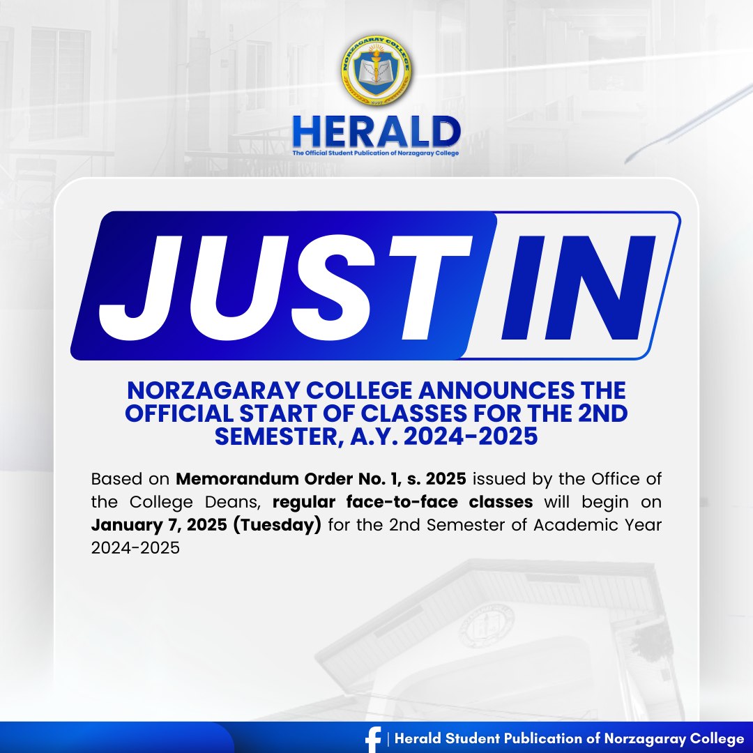 Official Start of Classes for the 2nd Semester, A.Y. 2024-2025