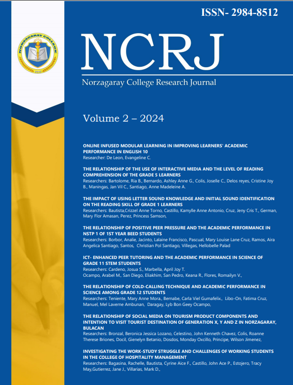 NCRJ VOLUME 2 (eISSN 2984-8520) INVESTIGATING THE WORK-STUDY STRUGGLE AND CHALLENGES OF WORKING STUDENTS IN THE COLLEGE OF HOSPITALITY MANAGEMENT